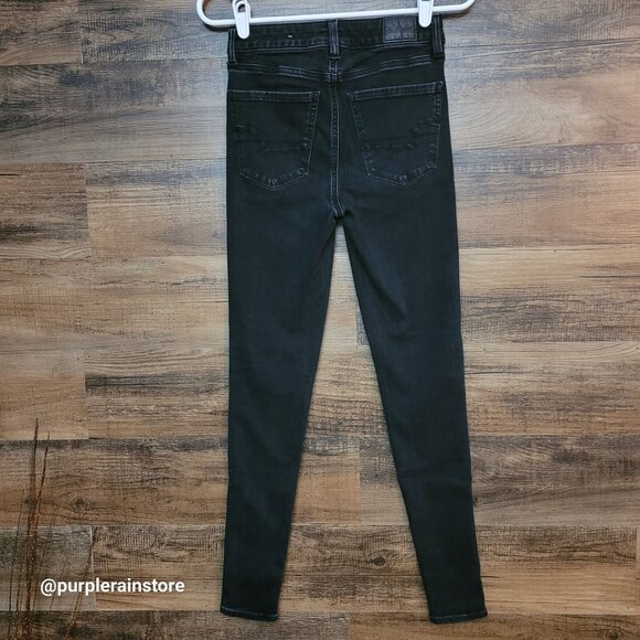 American Eagle Jeans 2 R Jegging Super Hi Rise 360 Next Level Stretch Black Wash - Picture 2 of 12